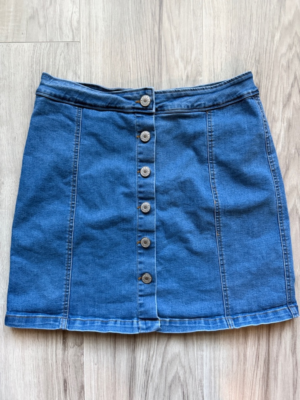 Newbury Kustom Blue Button-Front Denim Mini Skirt